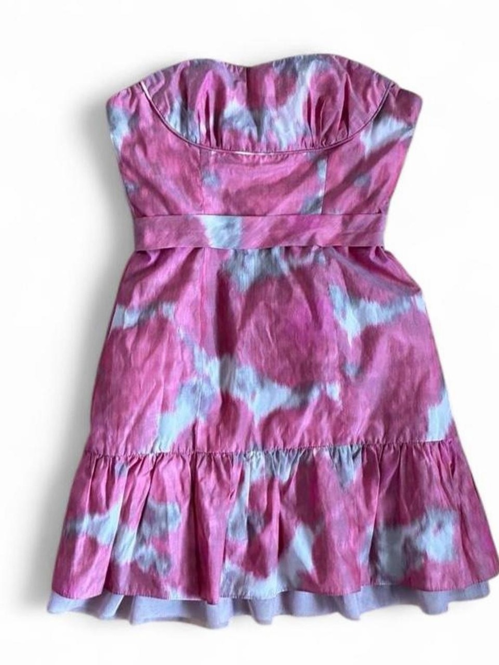 Girls Strapless Pink Tie-Dye Cotton Dress